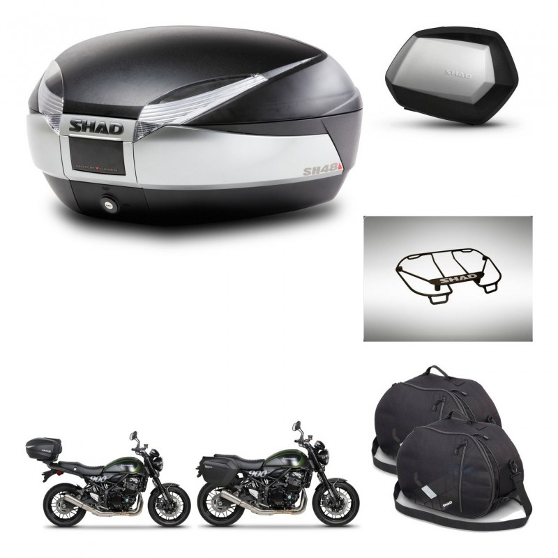 SHAD SH35 PREMIUM suitcases + mounting bracket SH48 trunk accessories TITANIUM KIT-464062