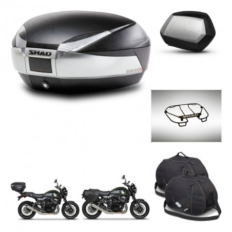 SHAD Maletas SH35 PREMIUM + soporte montaje baul SH48 accesorios TITANIUM KIT-464062