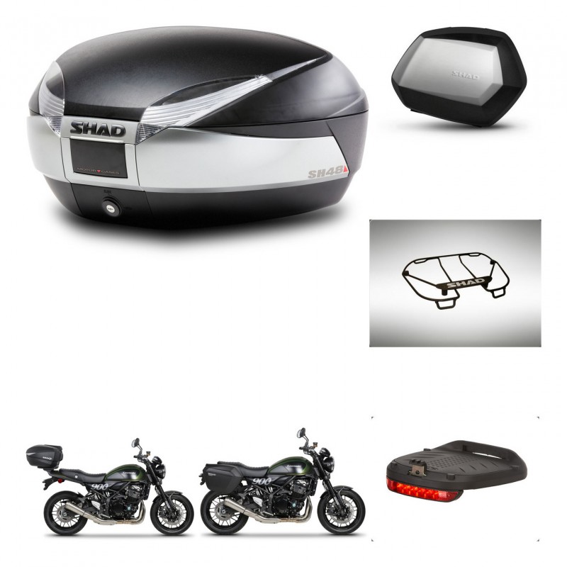 SHAD Maletas SH35 PREMIUM + soporte montaje baul SH48 accesorios TITANIUM KIT-464067