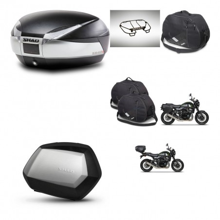 SHAD Maletas SH35 PREMIUM + soporte montaje baul SH48 accesorios TITANIUM KIT-464074