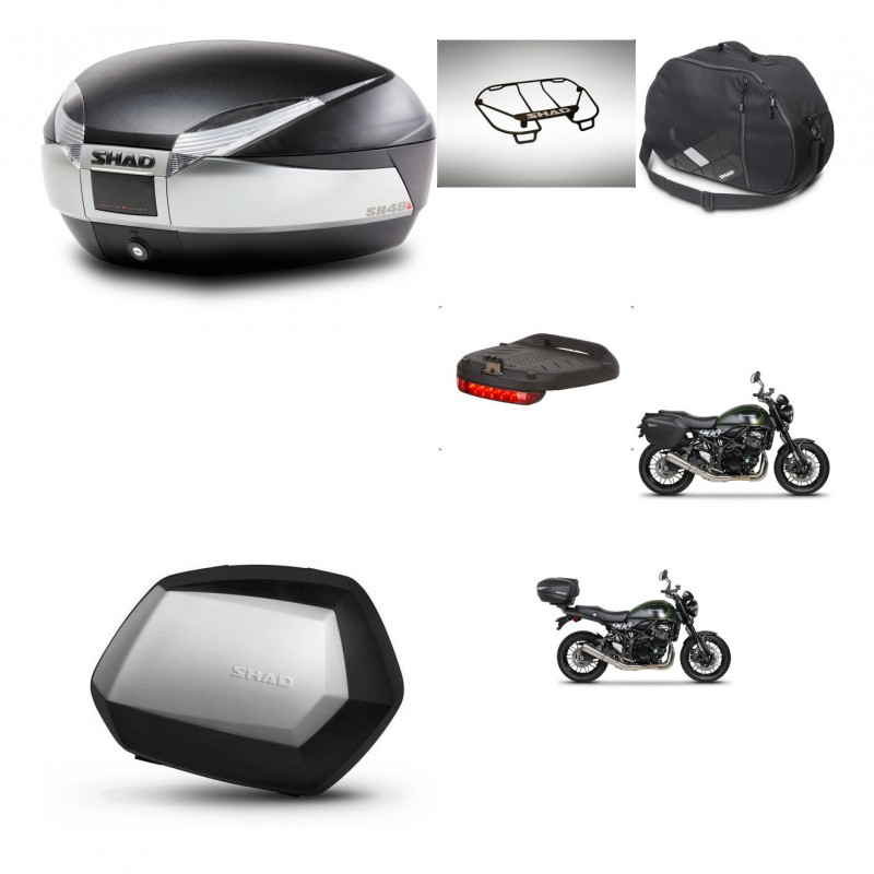 SHAD Maletas SH35 PREMIUM + soporte montaje baul SH48 accesorios TITANIUM KIT-464079