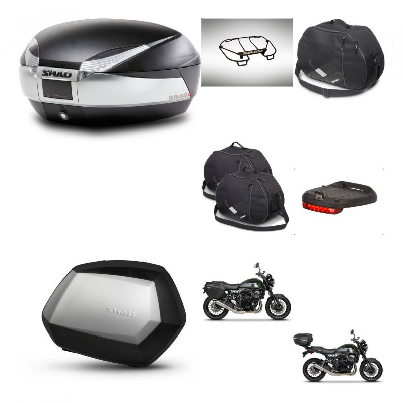 SHAD Maletas SH35 PREMIUM + soporte montaje baul SH48 accesorios TITANIUM KIT-464080