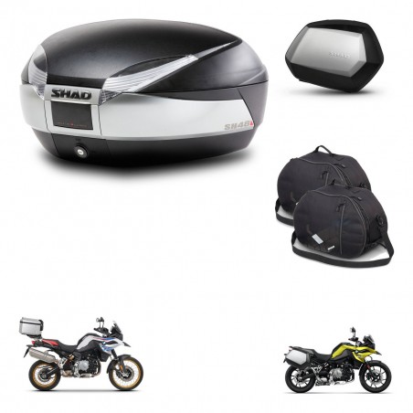 SHAD Maletas SH35 PREMIUM + soporte montaje baul SH48 accesorios TITANIUM KIT-464086