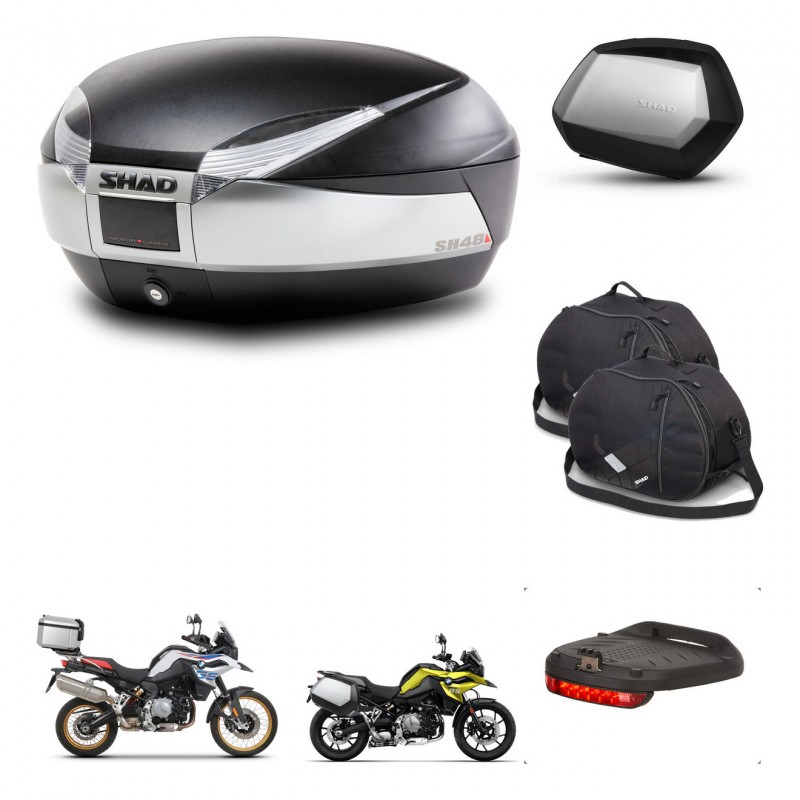 SHAD Maletas SH35 PREMIUM + soporte montaje baul SH48 accesorios TITANIUM KIT-464092
