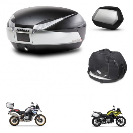 SHAD SH35 PREMIUM suitcases + mounting bracket SH48 trunk accessories TITANIUM KIT-464097