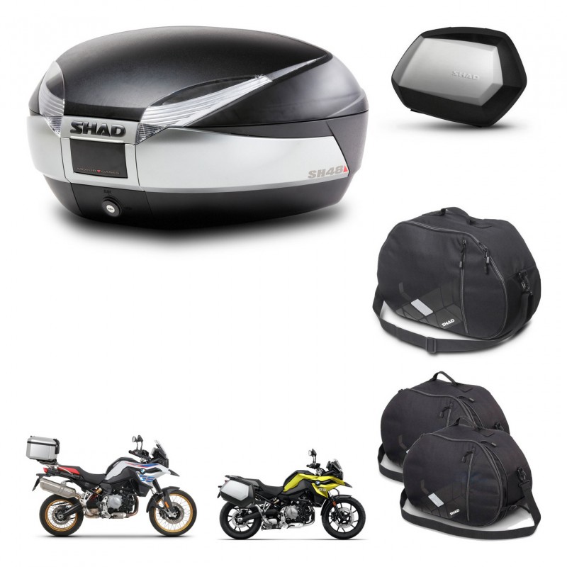 SHAD SH35 PREMIUM suitcases + mounting bracket SH48 trunk accessories TITANIUM KIT-464098