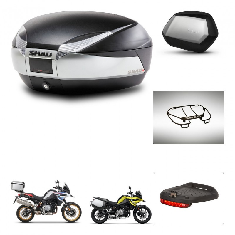SHAD Maletas SH35 PREMIUM + soporte montaje baul SH48 accesorios TITANIUM KIT-464115