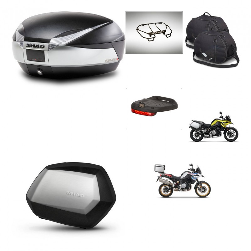 SHAD Maletas SH35 PREMIUM + soporte montaje baul SH48 accesorios TITANIUM KIT-464116