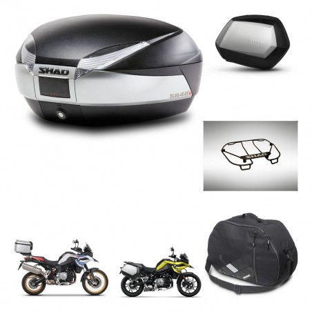 SHAD Maletas SH35 PREMIUM + soporte montaje baul SH48 accesorios TITANIUM KIT-464121