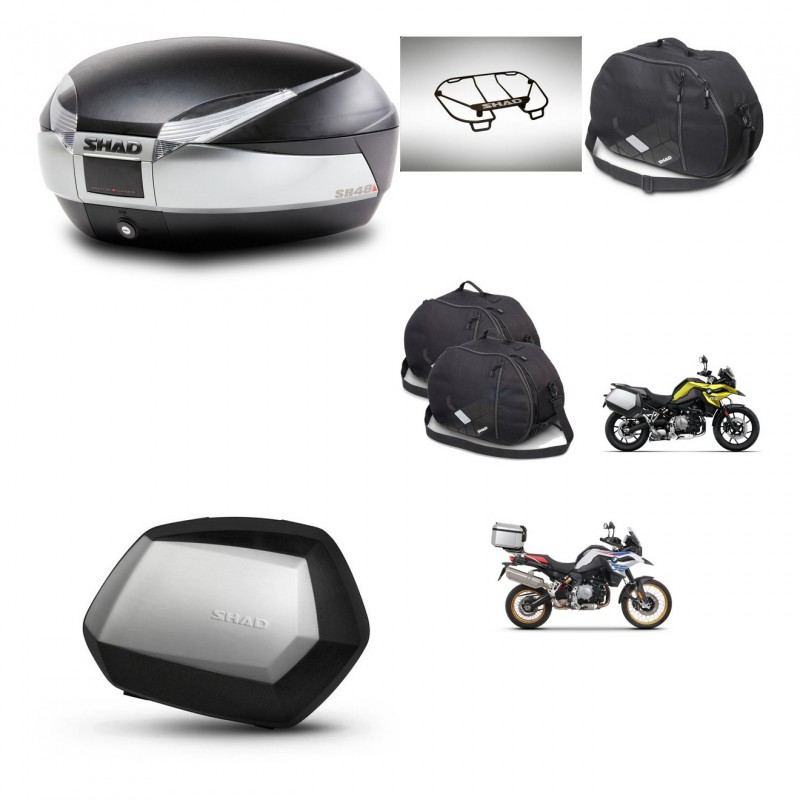 SHAD SH35 PREMIUM suitcases + mounting bracket SH48 trunk accessories TITANIUM KIT-464122