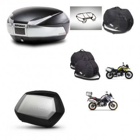 SHAD Maletas SH35 PREMIUM + soporte montaje baul SH48 accesorios TITANIUM KIT-464122