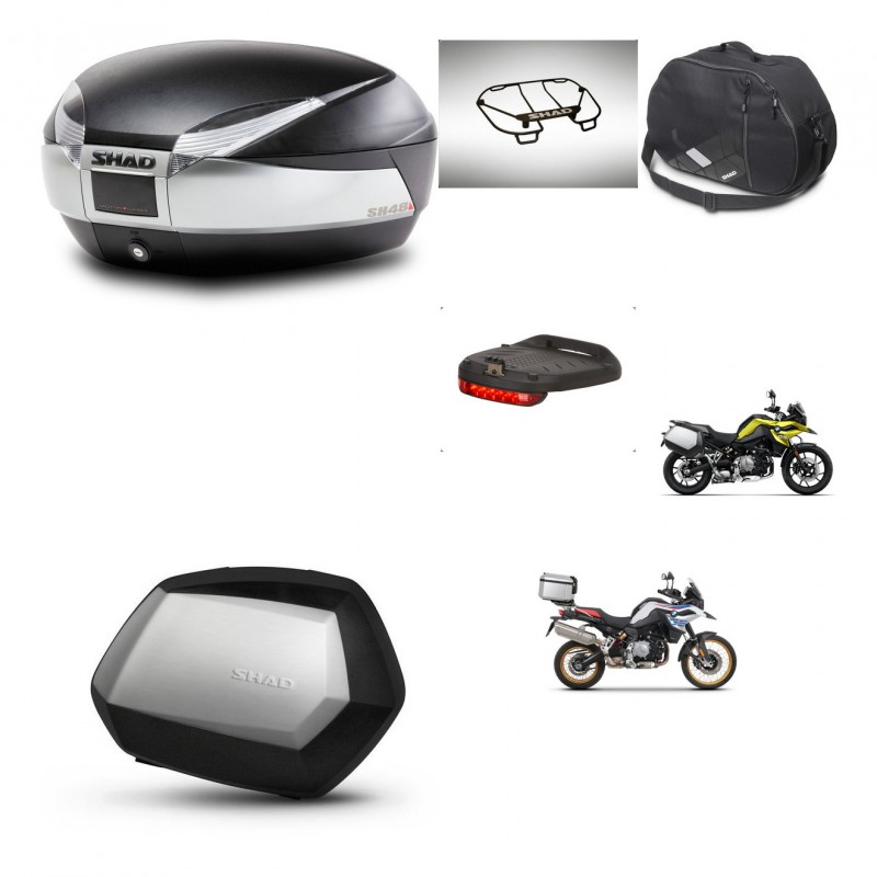 SHAD Maletas SH35 PREMIUM + soporte montaje baul SH48 accesorios TITANIUM KIT-464127