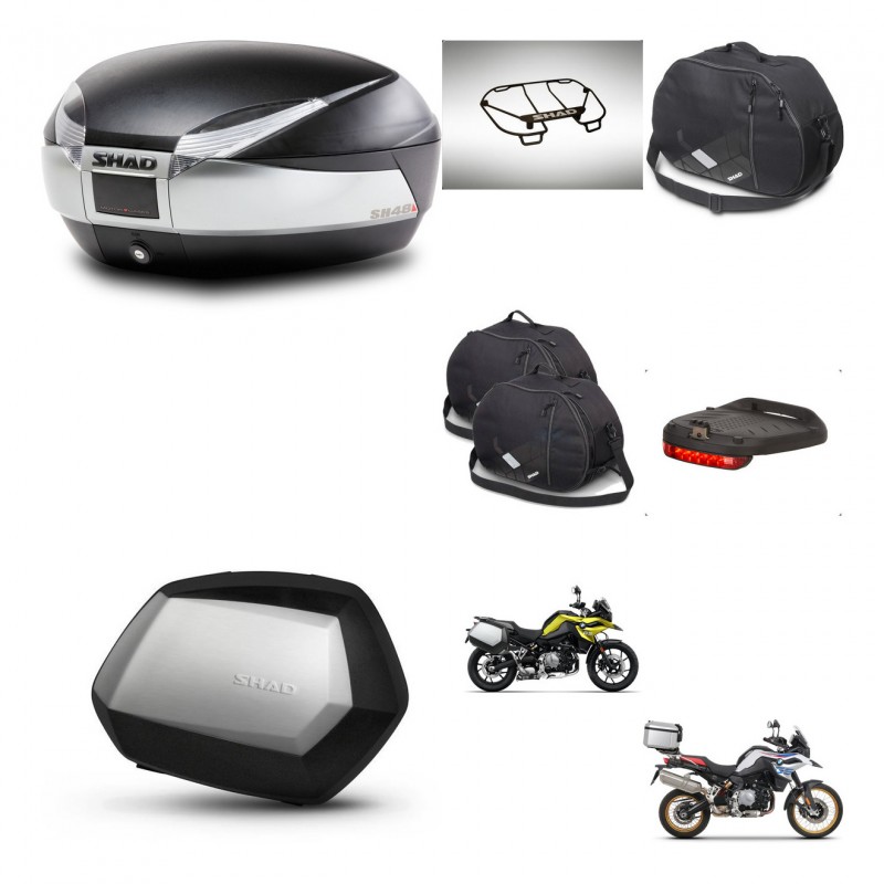 SHAD SH35 PREMIUM suitcases + mounting bracket SH48 trunk accessories TITANIUM KIT-464128