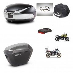 SHAD SH23 alu suitcases + mounting bracket SH48 trunk accessories TITANIUM PREMIUM KIT-464129