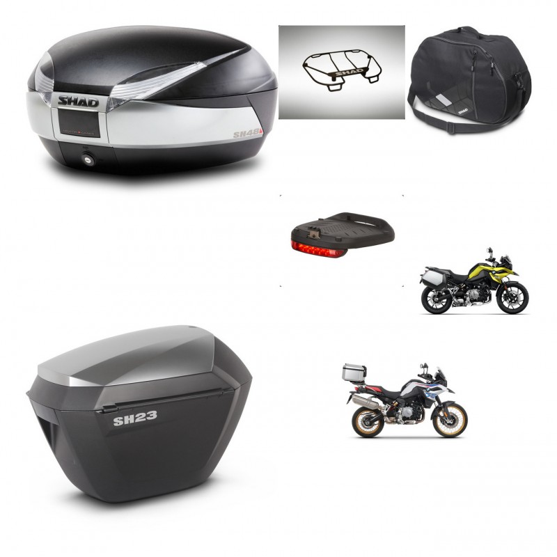 SHAD SH23 alu suitcases + mounting bracket SH48 trunk accessories TITANIUM PREMIUM KIT-464129