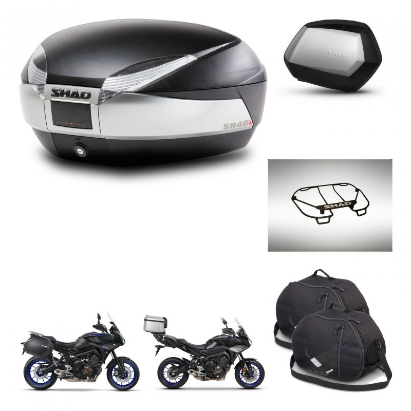 SHAD SH35 PREMIUM suitcases + mounting bracket SH48 trunk accessories TITANIUM KIT-464158