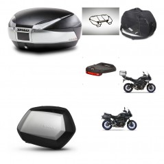 SHAD SH35 PREMIUM suitcases + mounting bracket SH48 trunk accessories TITANIUM KIT-464175