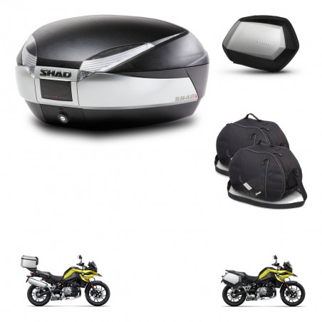SHAD Maletas SH35 PREMIUM + soporte montaje baul SH48 accesorios TITANIUM KIT-464182