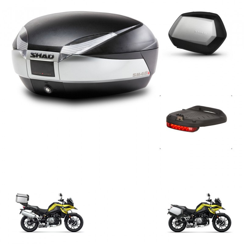 SHAD Maletas SH35 PREMIUM + soporte montaje baul SH48 accesorios TITANIUM KIT-464187