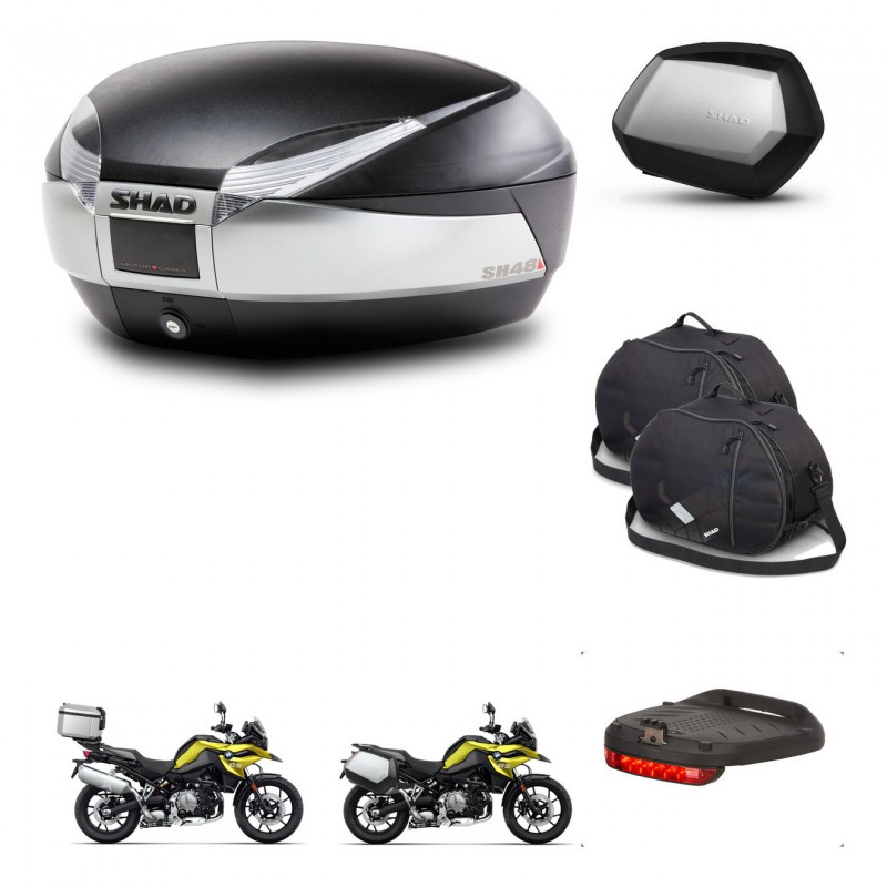 SHAD SH35 PREMIUM suitcases + mounting bracket SH48 trunk accessories TITANIUM KIT-464188