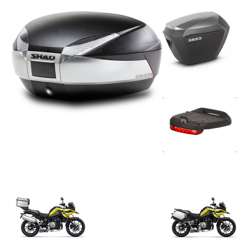SHAD Maletas sh23 alu + soporte montaje baul SH48 accesorios TITANIUM PREMIUM KIT-464189