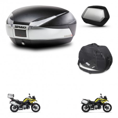 SHAD Maletas SH35 PREMIUM + soporte montaje baul SH48 accesorios TITANIUM KIT-464193