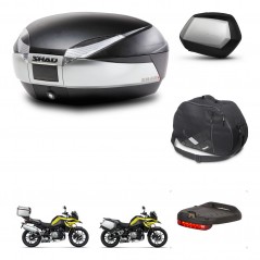 SHAD SH35 PREMIUM suitcases + mounting bracket SH48 trunk accessories TITANIUM KIT-464199