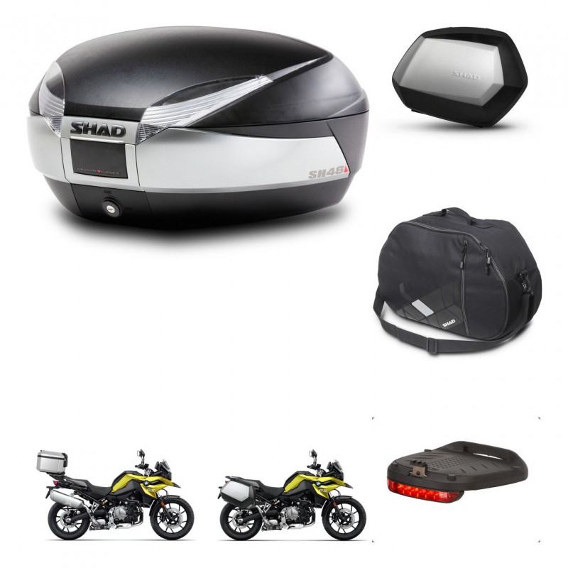 SHAD SH35 PREMIUM suitcases + mounting bracket SH48 trunk accessories TITANIUM KIT-464199