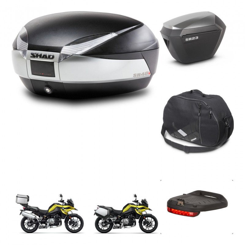 SHAD SH23 alu suitcases + mounting bracket SH48 trunk accessories TITANIUM PREMIUM KIT-464201