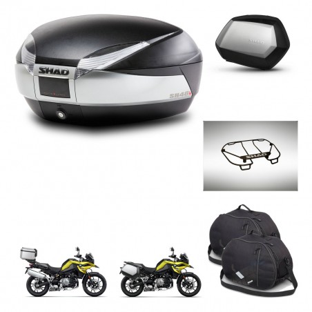 SHAD Maletas SH35 PREMIUM + soporte montaje baul SH48 accesorios TITANIUM KIT-464206