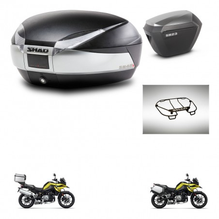 SHAD Maletas sh23 alu + soporte montaje baul SH48 accesorios TITANIUM PREMIUM KIT-464207