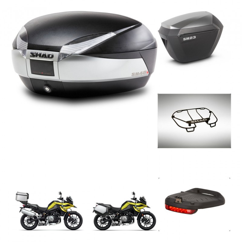 SHAD Maletas sh23 alu + soporte montaje baul SH48 accesorios TITANIUM PREMIUM KIT-464213