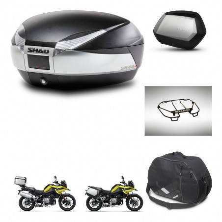 SHAD Maletas SH35 PREMIUM + soporte montaje baul SH48 accesorios TITANIUM KIT-464217