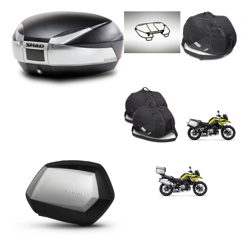 SHAD SH35 PREMIUM suitcases + mounting bracket SH48 trunk accessories TITANIUM KIT-464218
