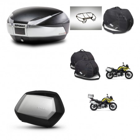 SHAD Maletas SH35 PREMIUM + soporte montaje baul SH48 accesorios TITANIUM KIT-464218