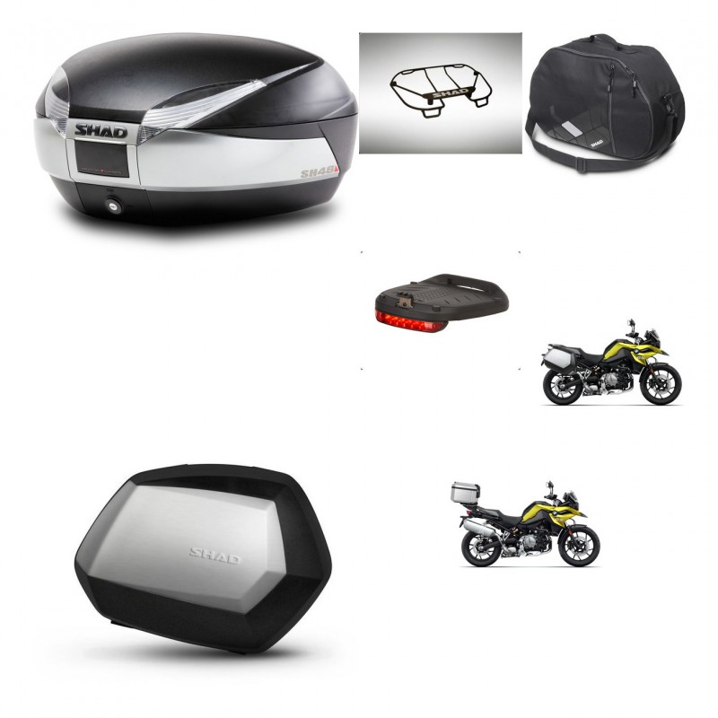 SHAD SH35 PREMIUM suitcases + mounting bracket SH48 trunk accessories TITANIUM KIT-464223