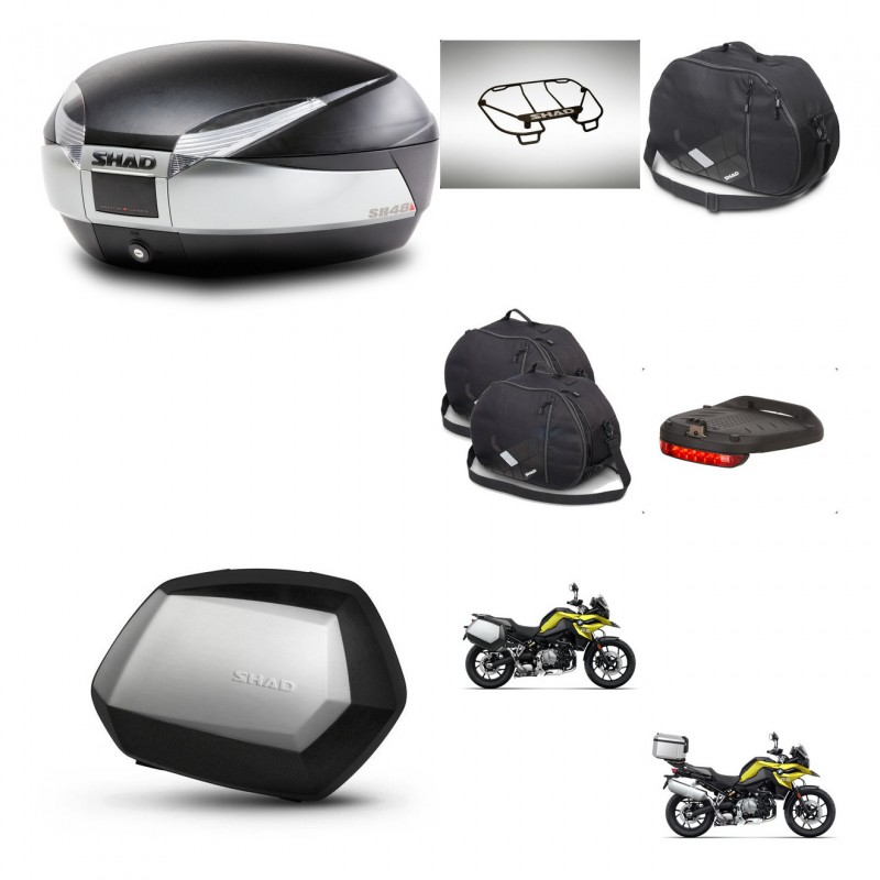 SHAD SH35 PREMIUM suitcases + mounting bracket SH48 trunk accessories TITANIUM KIT-464224
