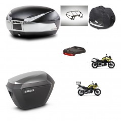 SHAD SH23 alu suitcases + mounting bracket SH48 trunk accessories TITANIUM PREMIUM KIT-464225