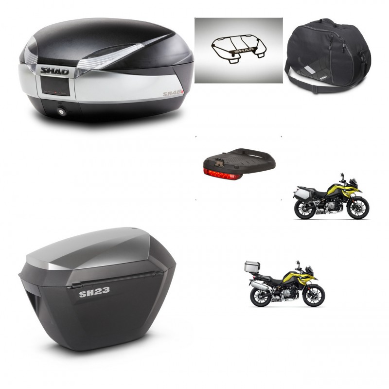 SHAD Maletas sh23 alu + soporte montaje baul SH48 accesorios TITANIUM PREMIUM KIT-464225