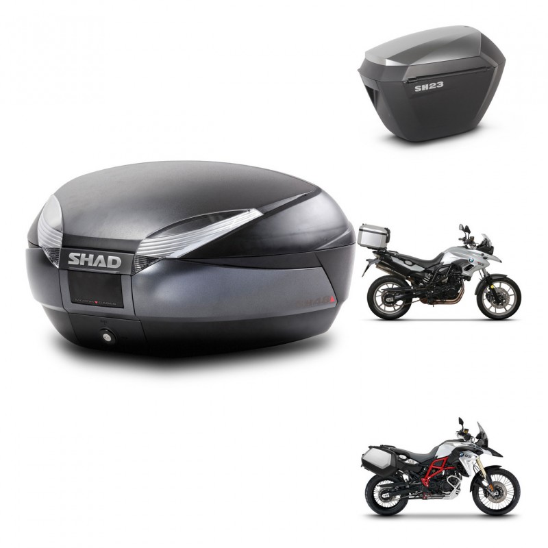 SHAD SH23 alu suitcases + mounting bracket SH48 trunk DARK GREY PREMIUM KIT-464231