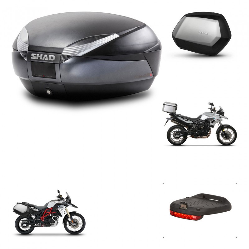 SHAD Maletas SH35 PREMIUM + soporte montaje baul SH48 accesorios DARK GREY KIT-464235