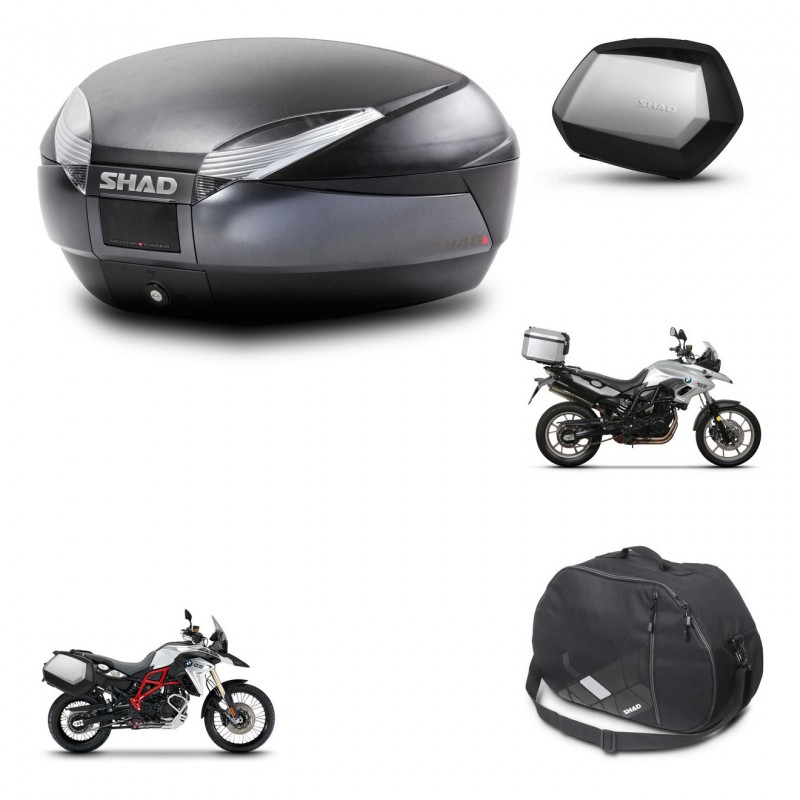 SHAD SH35 PREMIUM suitcases + mounting bracket SH48 trunk accessories DARK GREY KIT-464241