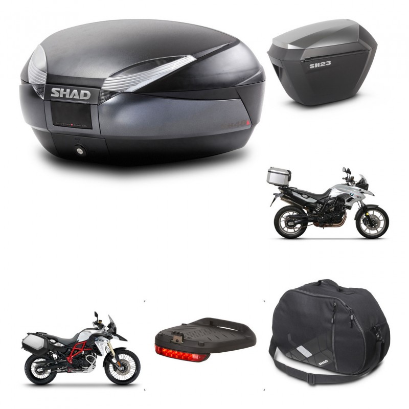 SHAD Maletas sh23 alu + soporte montaje baul SH48 accesorios DARK GREY PREMIUM KIT-464249