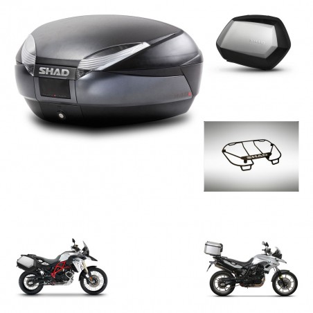SHAD Maletas SH35 PREMIUM + soporte montaje baul SH48 accesorios DARK GREY KIT-464253
