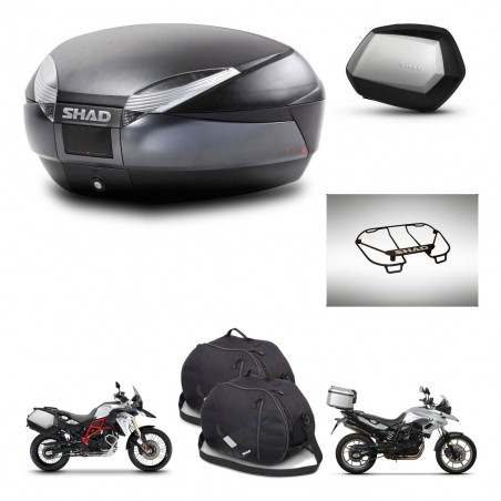SHAD Maletas SH35 PREMIUM + soporte montaje baul SH48 accesorios DARK GREY KIT-464254