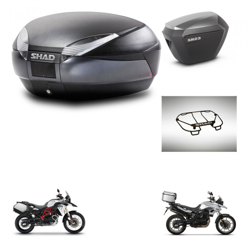 SHAD SH23 alu suitcases + mounting bracket SH48 trunk accessories DARK GREY PREMIUM KIT-464255