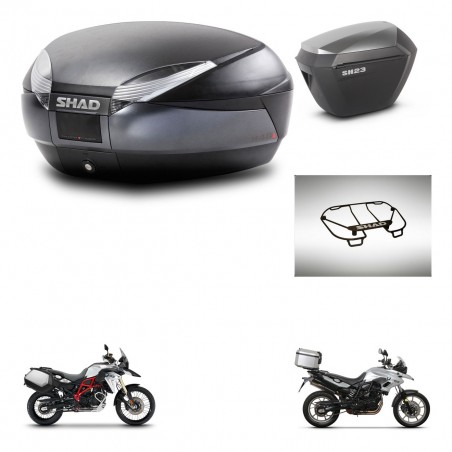 SHAD Maletas sh23 alu + soporte montaje baul SH48 accesorios DARK GREY PREMIUM KIT-464255
