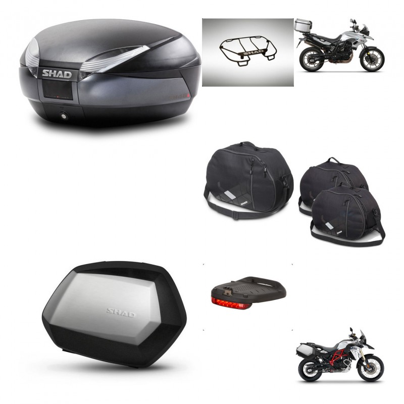 SHAD Maletas SH35 PREMIUM + soporte montaje baul SH48 accesorios DARK GREY KIT-464272