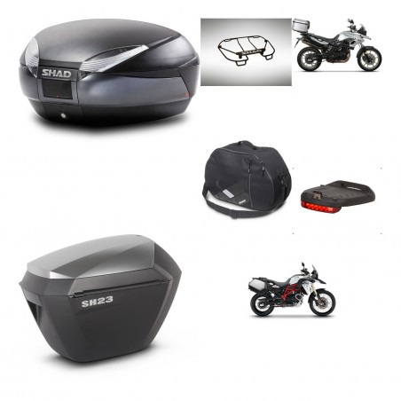 SHAD Maletas sh23 alu + soporte montaje baul SH48 accesorios DARK GREY PREMIUM KIT-464273