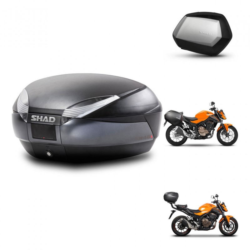 SHAD SH35 PREMIUM suitcases + mounting bracket SH48 trunk DARK GREY KIT-464285